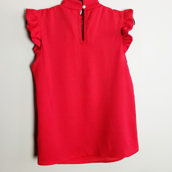 ✴SALE✴2 Hearts Red Flowy Ruffle Sleeve Top Size M - Picture 4 of 5